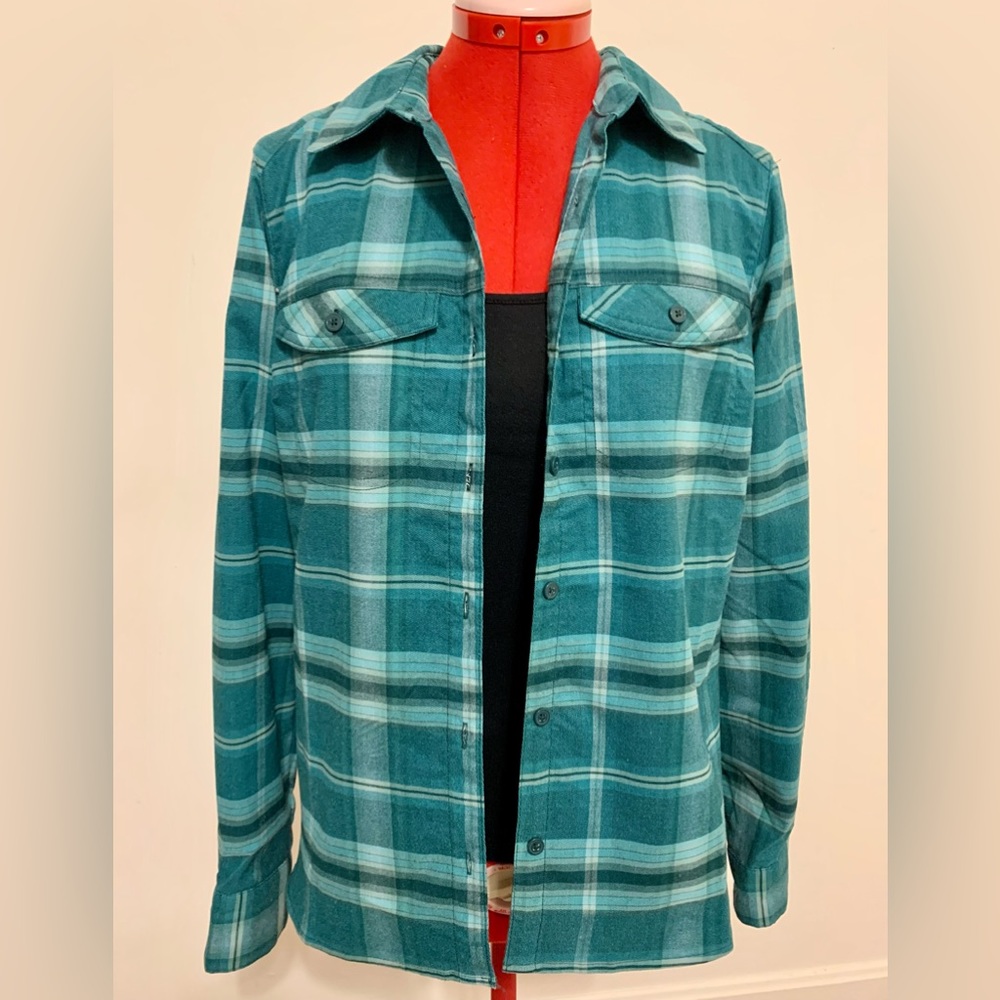 Columbia Sportswear Green/Turquoise Flannel Button-up